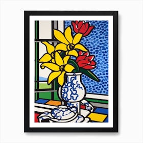 Lilies Flower Still Life  4 Pop Art Style Art Print