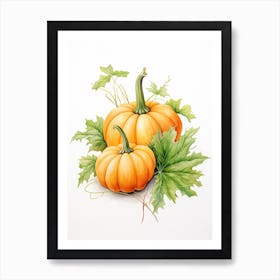 Miniature Pumpkin Watercolour Illustration 2 Art Print