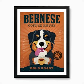 Bernese Mountain Dog Coffee House Art Print