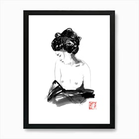 Geisha Bathing Art Print