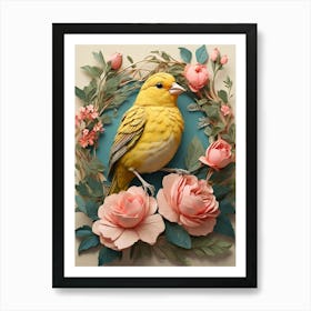 Bird On A Wreath 1 Art Print