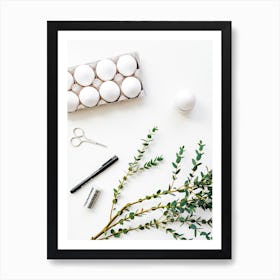 Eucalyptus Branch With Eggs Art Print