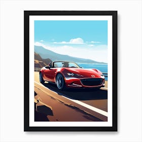 A Mazda Mx 5 Miata In The Pacific Coast Highway Car Illustration 3 Art Print