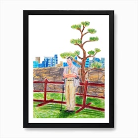 Old Man With A Camera Art Print