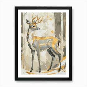 Deer Precisionist Illustration 2 Art Print