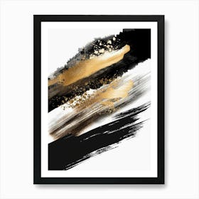 Gold And Black Brush Strokes 4 Art Print