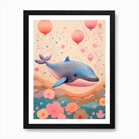 Whale With Balloons Art Print