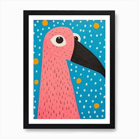 Pink Polka Dot Flamingo 1 Art Print