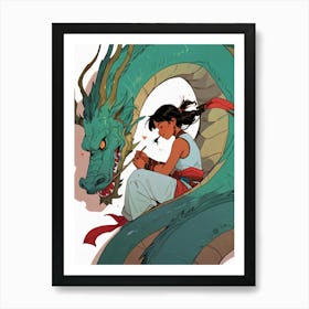 Girl With A Dragon 1 Art Print