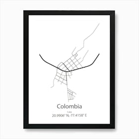 Colombia,Cuba Minimalist Map Art Print