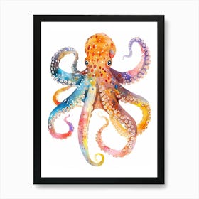 Octopus Colourful Watercolour 2 Art Print