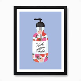 Wash Your Hands Strawberry Bottle Art Print Art Print