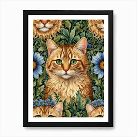 William Morris Orange Tabby Cats Art Print