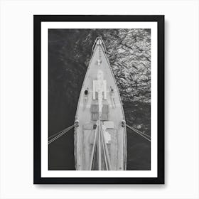 Women Sunbathing On Boat, Black And White Ocean Art Print