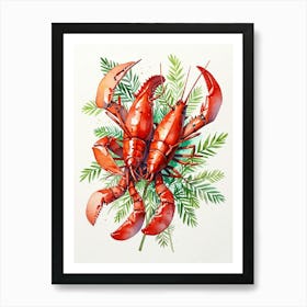 Lobsters On A White Background Poster