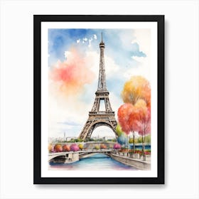 Watercolor Paris Eiffel Tower Art Print