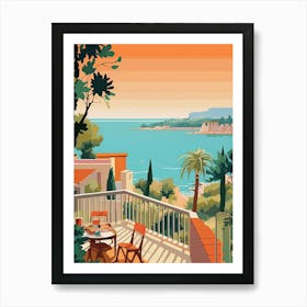 French Riviera, France, Graphic Illustration 2 Art Print