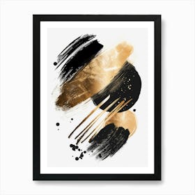 Gold And Black Brush Strokes 41 Art Print