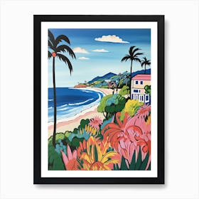 Malibu Beach, California, Matisse And Rousseau Style 4 Art Print