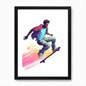 Skateboarding In Vancouver, Canada Gradient Illustration 2 Art Print
