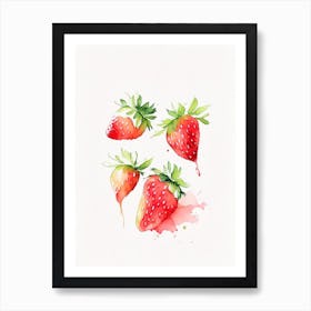 Bunch Of Strawberries, Fruit, Minimalist Watercolour 3 Art Print