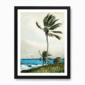 Bahamas Palm Tree Ocean Painting Art Print