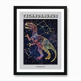 Cyber Celestial Neon Dinosaur 3 Poster Art Print