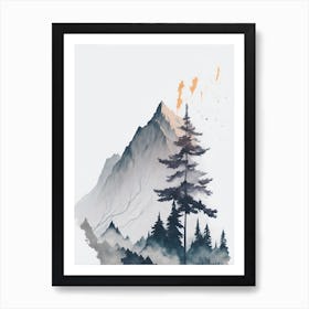 Mountain And Forest In Minimalist Watercolor Vertical Composition 105 Art Print