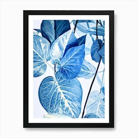 blue fern leaves Art Print