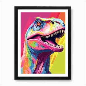 Colourful Dinosaur Utahraptor 3 Art Print