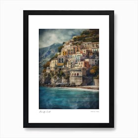 Amalfi Coast, Salerno Italy Pencil Drawing Style 6 Art Print