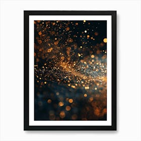 Abstract Gold Sparkles On Black Background Art Print