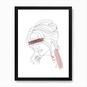 Line art style woman with watercolor painting VI Art Print