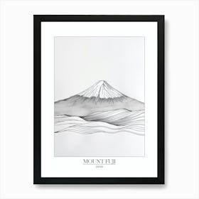 Mount Fuji Japan Line Drawing 3 Poster Art Print