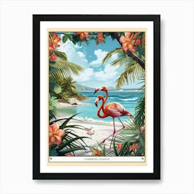 Greater Flamingo Caribbean Islands Tropical Illustration 8 Poster Art Print