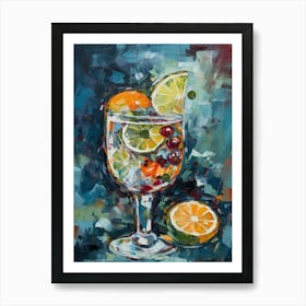 Gin Tonic G&T Cocktail Oil Painting 3 Art Print