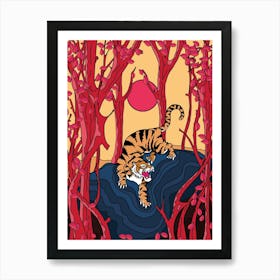 Traditional Japanese Tiger In The Forest Art Print