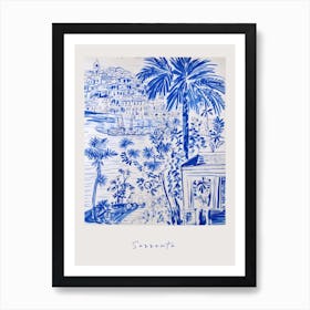 Sorrento Italy Blue Drawing Poster Art Print