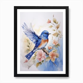 Blue Bird Watercolor Painting 1 Póster