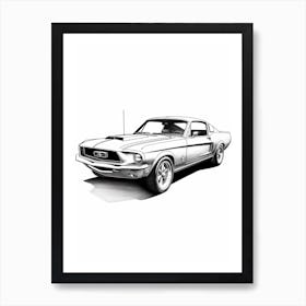 Ford Mustang Line Drawing 23 Art Print
