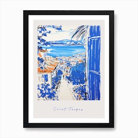 Saint Tropez France 2 Mediterranean Blue Drawing Poster Art Print