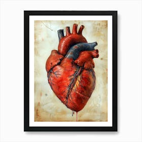 Human Heart anatomy biology art Art Print