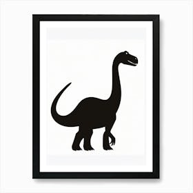 Black Brontosaurus Dinosaur Silhouette 2 Art Print