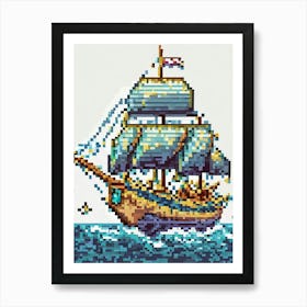 Pirate ship Pixel Art Art Print