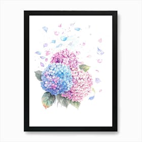 Watercolor Hydrangeas Art Print