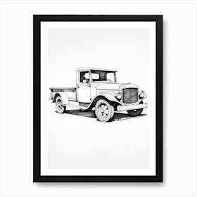 Ford Model T Line Drawing 1 Art Print