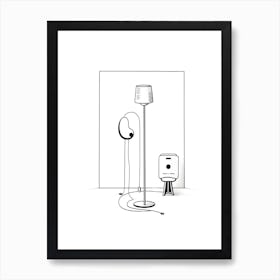 Home Office Elements Line Art 1 Art Print