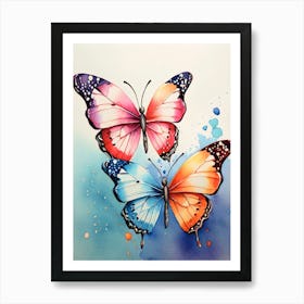 Two Elegant Butterfly Painting Poster