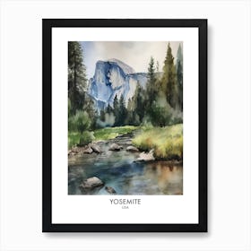 Yosemite 1 Watercolour Travel Poster Affiche