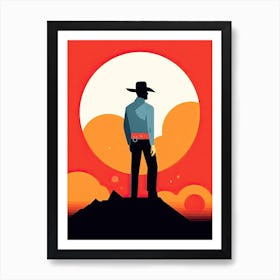 Cowboy Standing On A Hill Art Print